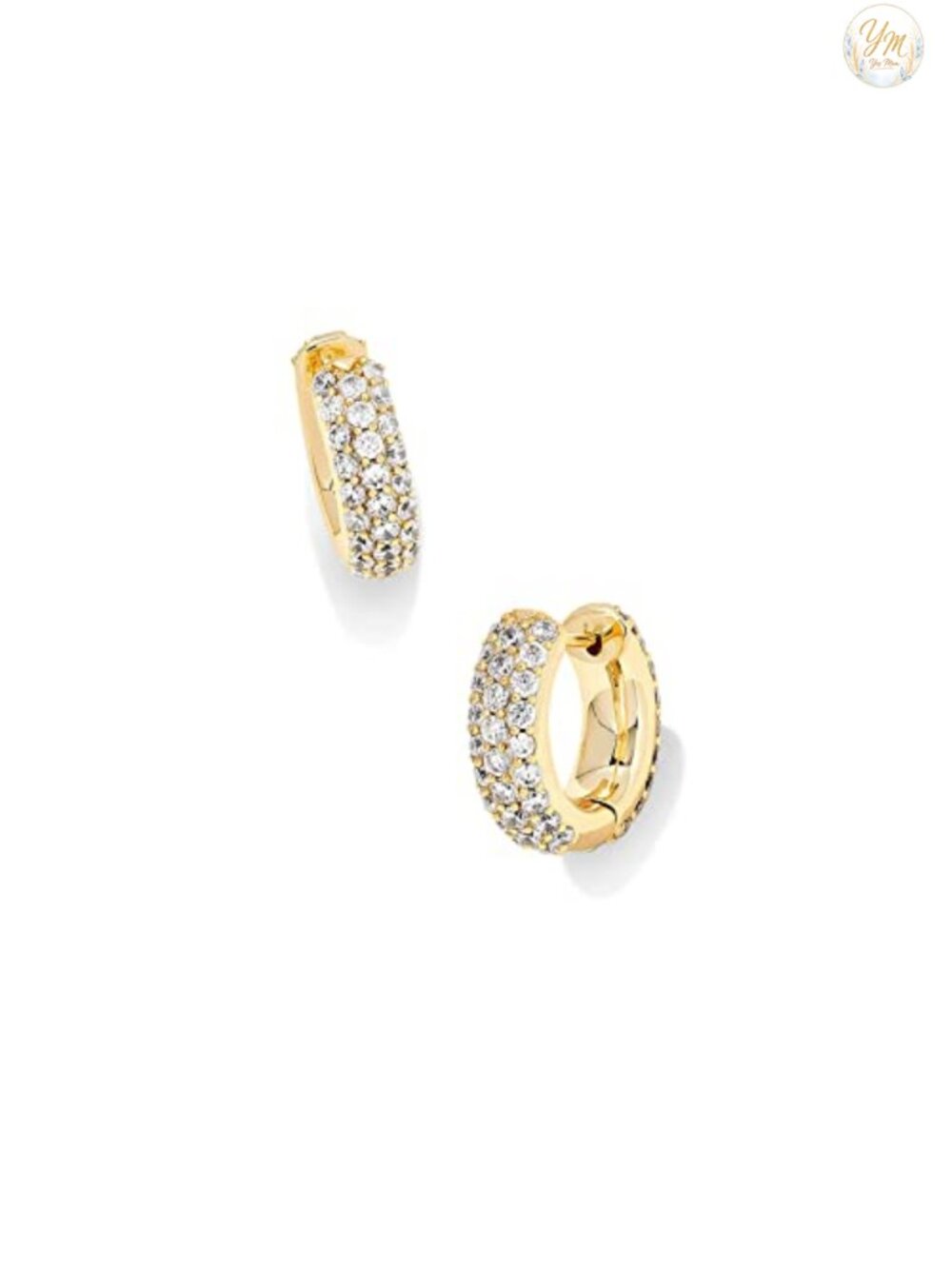 Kendra Scott Mikki Pave Huggie Earrings Gold Plated Brass Crystal